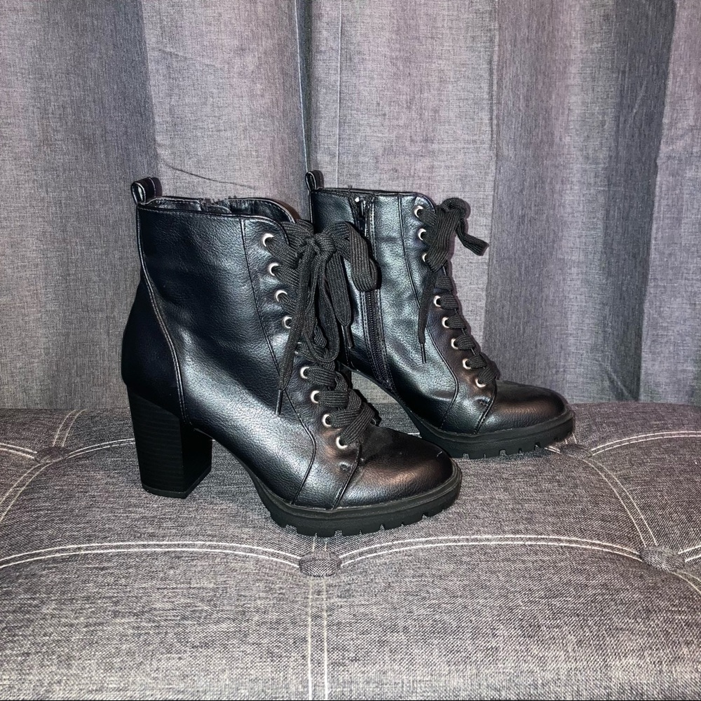 High heel combat boots